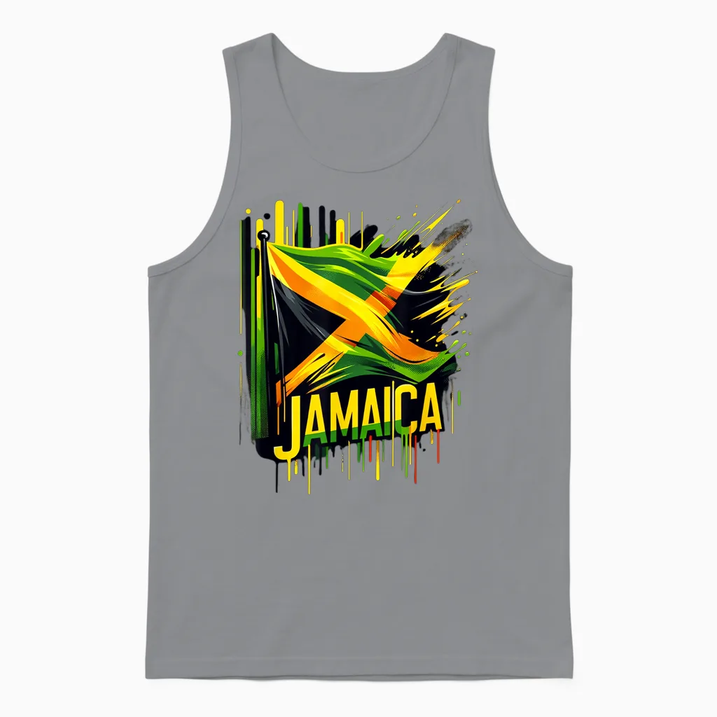 Jamaikanische Flagge, Retro, Vintage, Sport, Aquarell, Jamaika Unisex Tank Top in Sport Grey