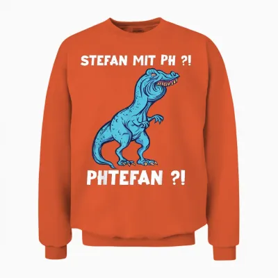 Trex Meme Dinosaur with Overbite Stefan with Ph Stephan Unisex Sweatshirt - Orange
