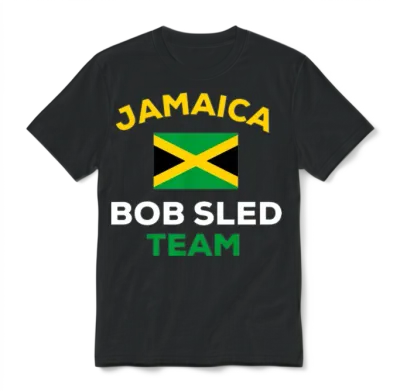 Jamaica Bobsled Team Jamaican Flag Bobsledding Unisex T-Shirt - Black
