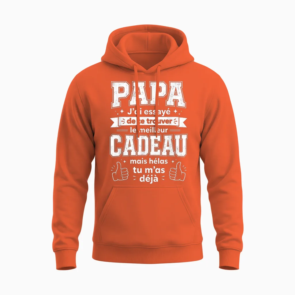 Fete Des Peres Idea Personalise for Dad Unisex Hoodie in Orange