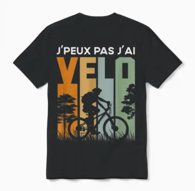 Biking Humour Je Peux Pas J'ai Bike T-Shirt, Black Unisex T-Shirt - Black