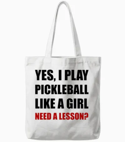 Play Pickleball Like a Girl Tote Bags - White