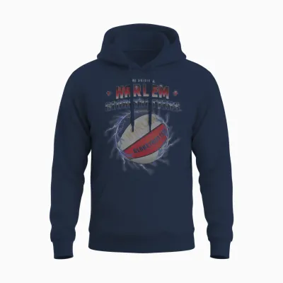 Harlem Globetrotters Basketball Chrome Logo with Lightning Unisex Hoodie - Navy