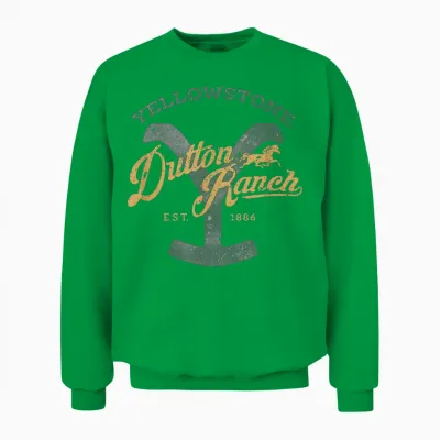 Yellowstone Dutton Ranch Est 1886 Iconic Logo Team Style T-Shirt, Black Unisex Sweatshirt - Irish Green