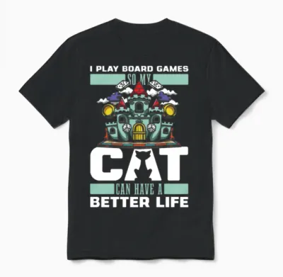 Board Games Cat Unisex T-Shirt - Black