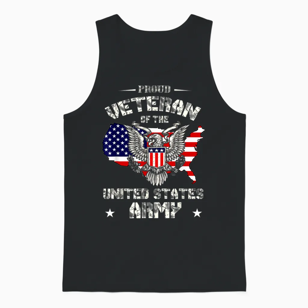 Proud Veteran of the Us Army - Usa Flag Soldier Veteran Unisex Tank Top in Black