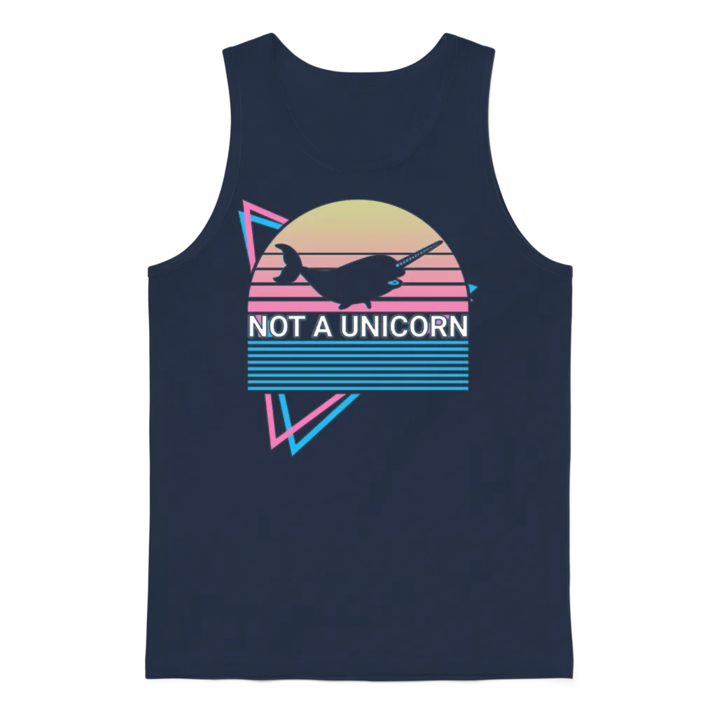 Narwhal Retro Unisex Tank Top - Navy