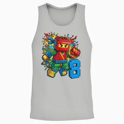 8. Geburtstag Junge Ninja Brick Block Master Builder 8 Jahre Kid Unisex Tank Top - Ash