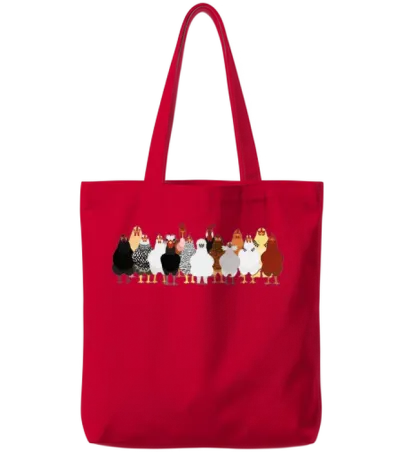Women Chicken Shirt Chicken Tote Bags - Red
