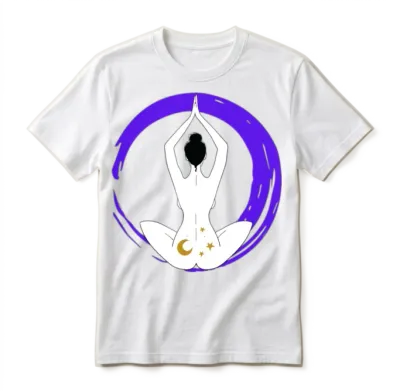 Zen Spiritual Silhouette Purple Unisex T-Shirt - White