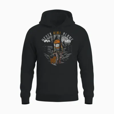 Hiking - Never Hike Alone Unisex Hoodie - Black