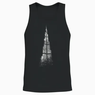 Dubai Burj Khalifa Vintage Skyline United Arab Emirates Dubai Unisex Tank Top - Black