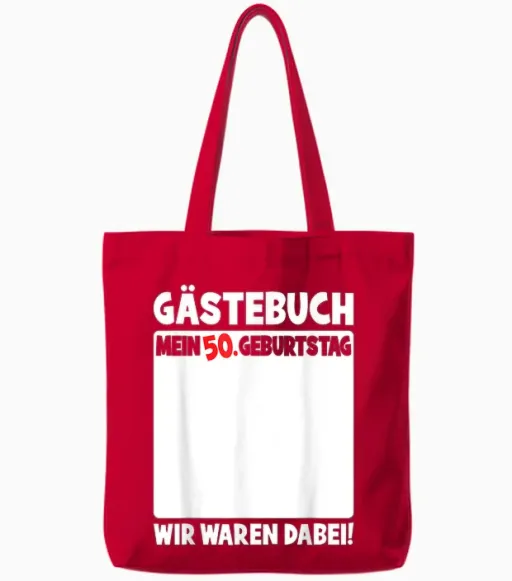 50th Birthday 50 Years Old Funny Guest Book Women Men Tote Bags - Red