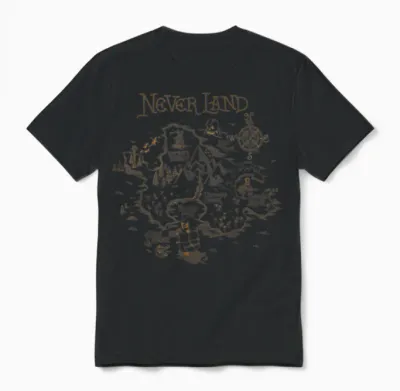 Disney Peter Pan Never Land Map Graphic Unisex T-Shirt - Black