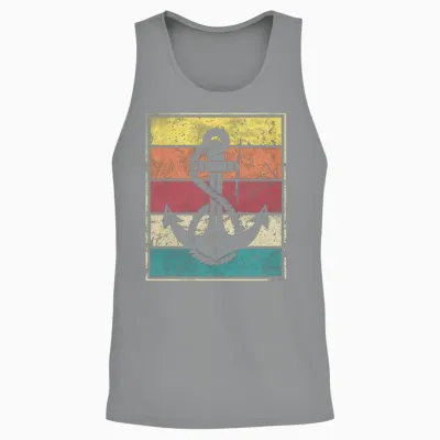 Anchor Vintage Retro Stripes Unisex Tank Top - Sport Grey