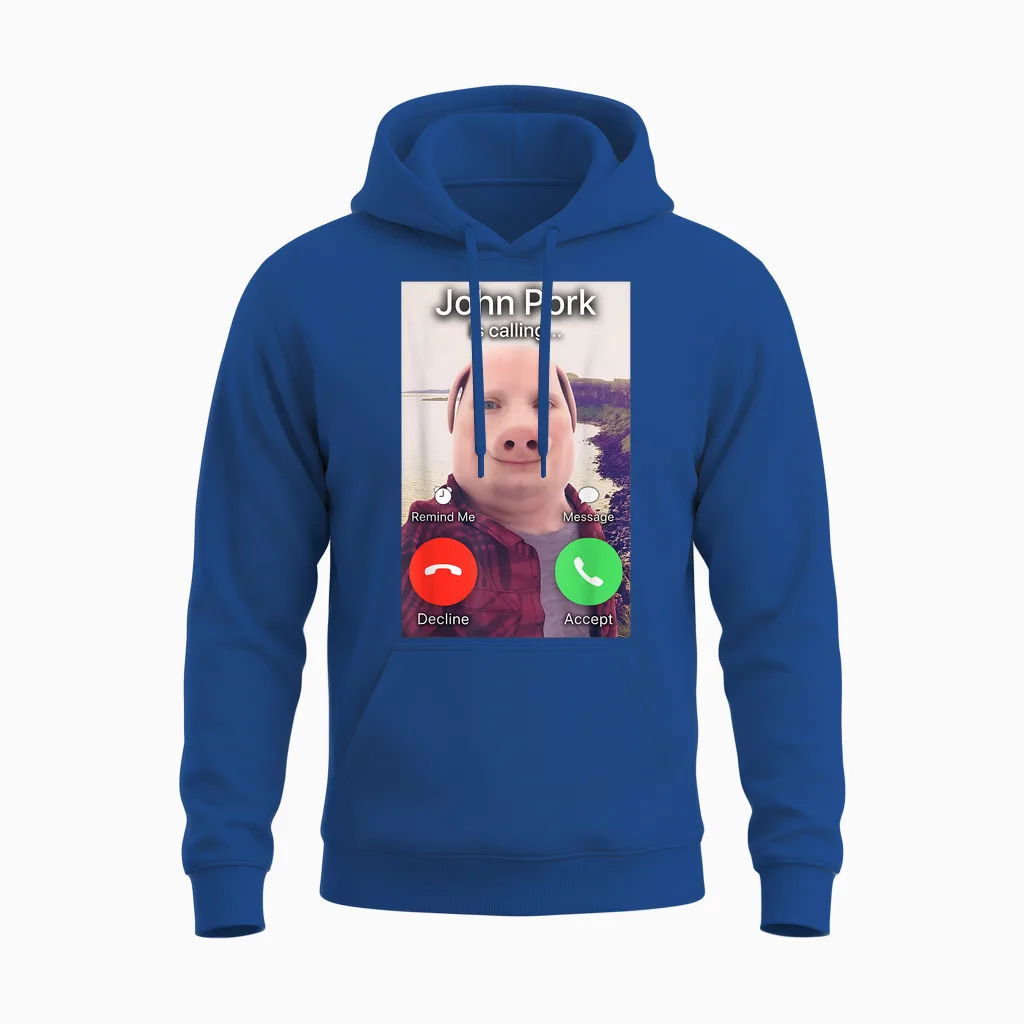 John Pork T-Shirt, Black, S Unisex Hoodie in Royal