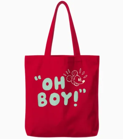 Amazon Essentials Men's Mickey Oh Boy T-Shirt, Black, Small Tote Bags - Red