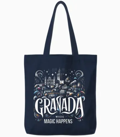 Granada Spain Travel Vacation Granada Skyline Tote Bags - Navy