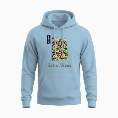 Retro Vibes Unisex Hoodie - Light Blue