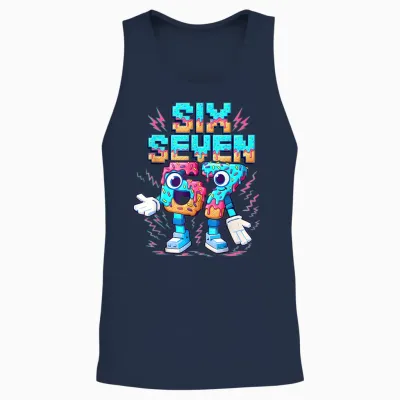 67 Six Seven 6-7 - Funny Italian Brainrot Ice Cream Drip Unisex Tank Top - Navy