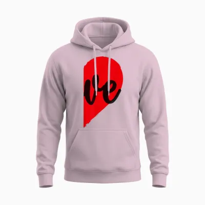 Couple Half Heart Love Funny Valentine's Day Women Men Adult Unisex Hoodie - Light Pink
