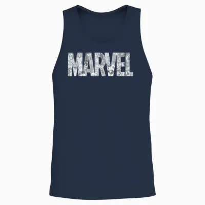 Marvel Logo Comics Gray Pencil Sketch Super Heroes Avengers T-Shirt, Black Unisex Tank Top - Navy