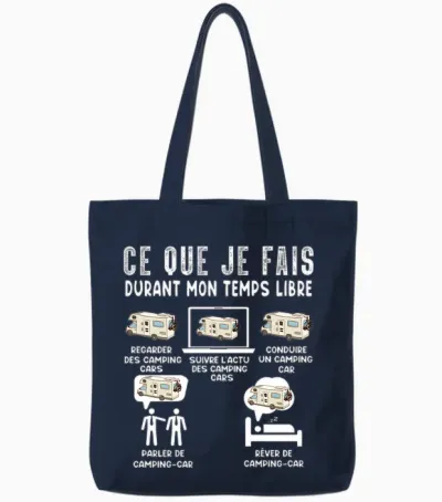 Amoureux De Camping Car Souvenir Retraite Homme Femme Humour T-Shirt Haut De Gamme Tote Bags - Navy
