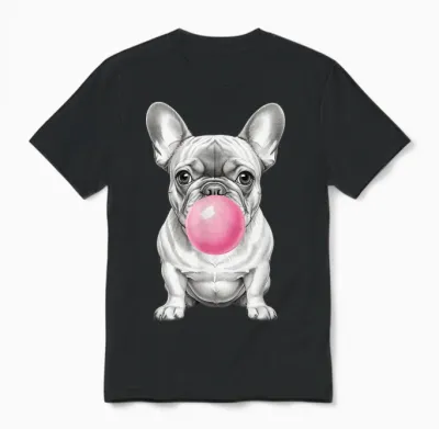 Ballon Bouledogue Français Rose Chewing-Gum Unisex T-Shirt - Black