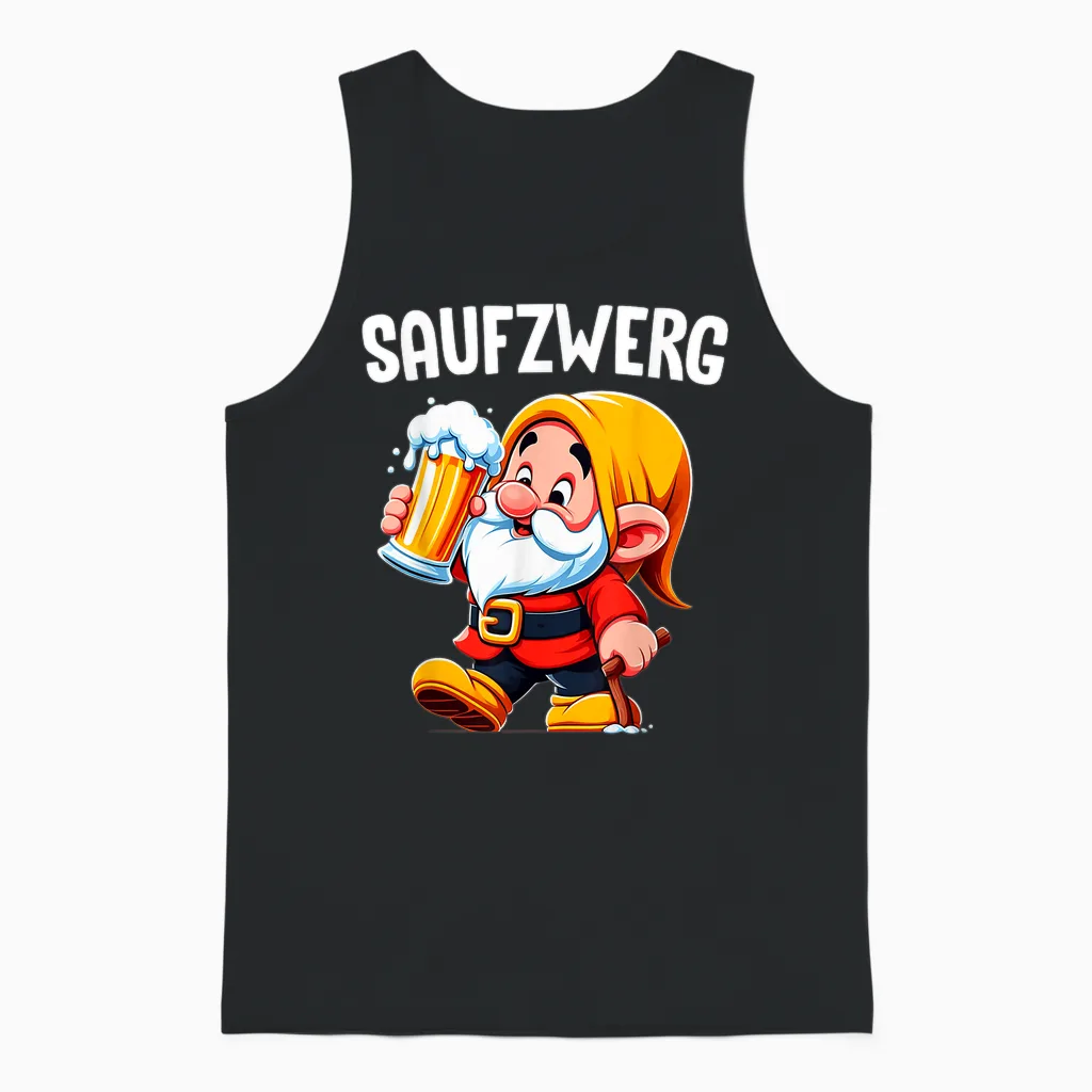 Saufzwerg Funny Beer Carnival T-Shirt, Black Unisex Tank Top in Black