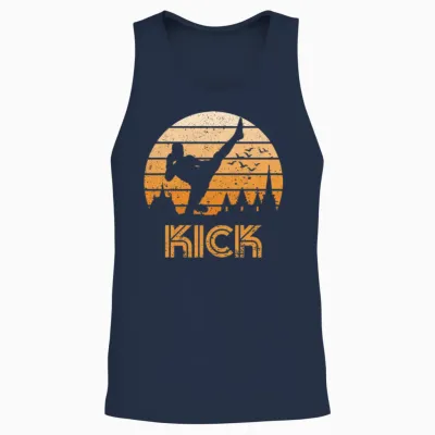 Retro Kick Boxer Guy Unisex Tank Top - Navy