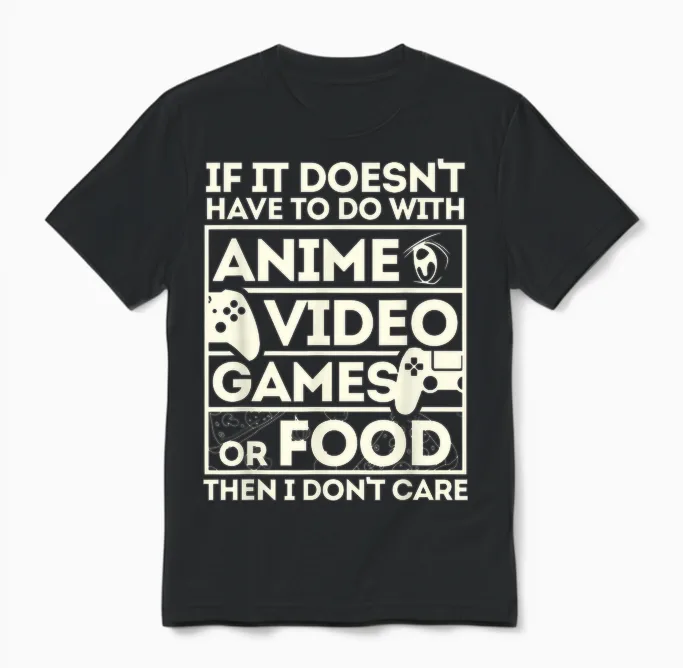 When It's Not About Anime, Video Games or Food Unisex T-Shirt in Black