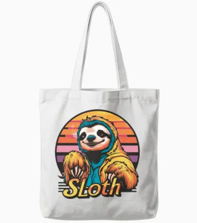 Funny Sloth Retro Vintage Tote Bags - White