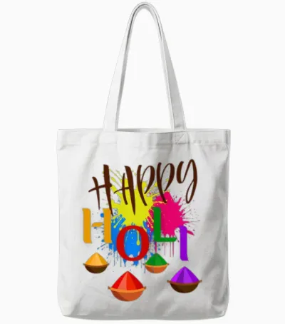Happy Holi – Festival of Colors Celebration Design Tote Bags - White