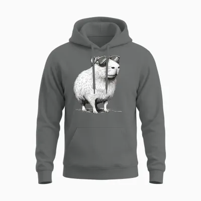 Lustiges Capybara Nagetier Mit Sonnenbrille Tier Geschenk Unisex Hoodie - Graphite Heather