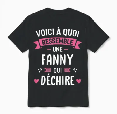 Woman Humour Personalized Gift Name Fanny Who Deschire T-Shirt, Black, Female X-Small Unisex T-Shirt - Black