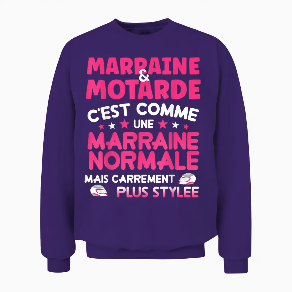 Marraine Et Motarde Cadeau Marraine Plus Stylée Femme Unisex Sweatshirt in Purple