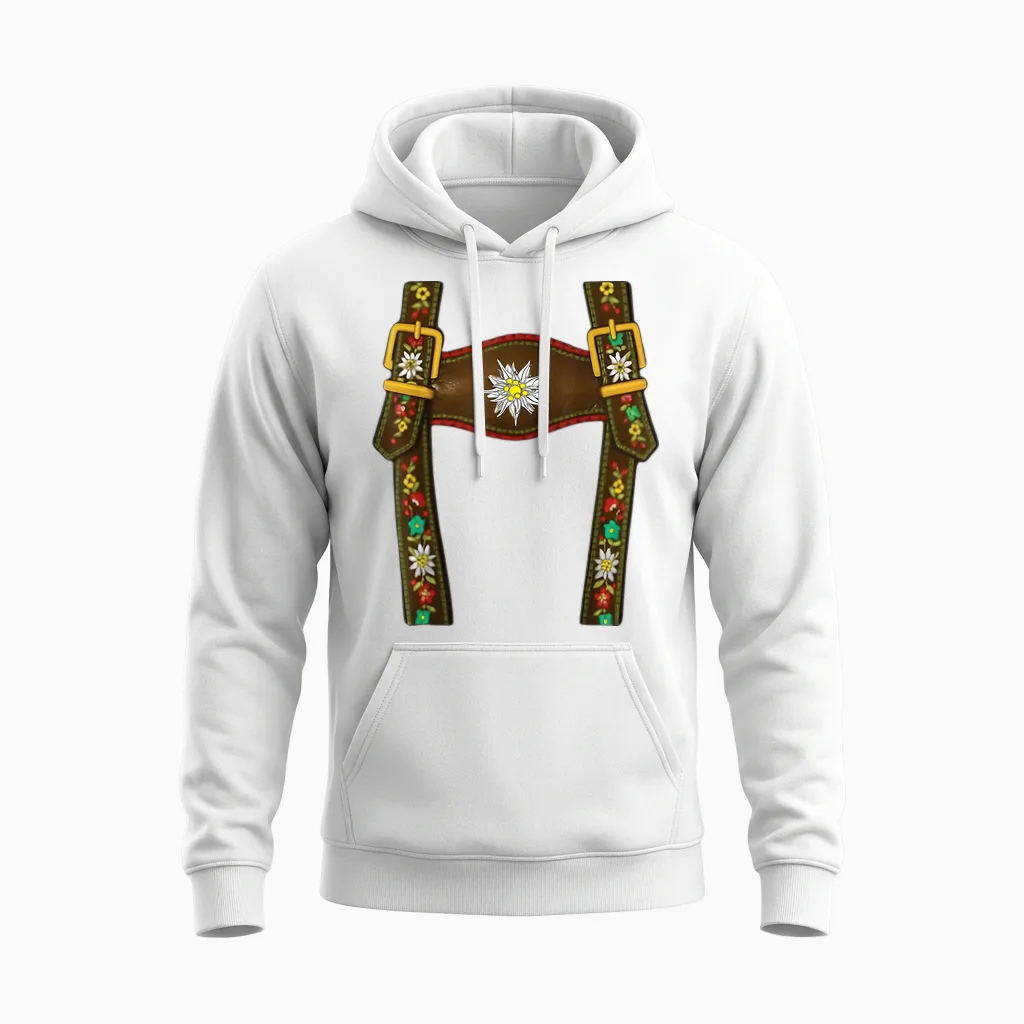 Tracht Ersatz Lederhose Kinder Trachten Oktoberfest Tracht Unisex Hoodie in White