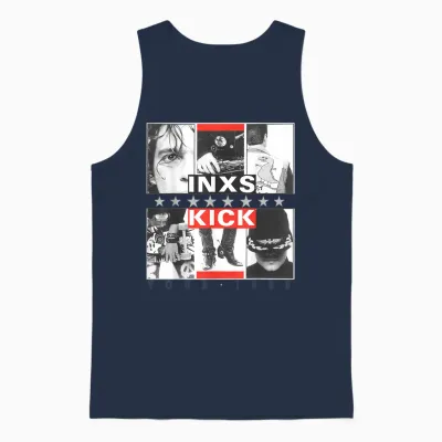 Inxs Kick Inner Cover T-Shirt, White, S Unisex Tank Top - Navy