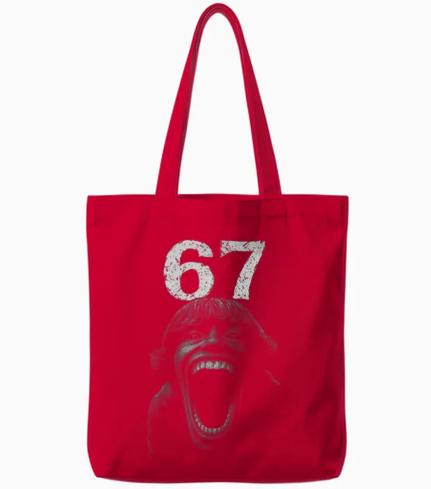 Halloween 67 Scp Horror Face Scary Costume Shirt Horror 6 7 Tote Bags in Red