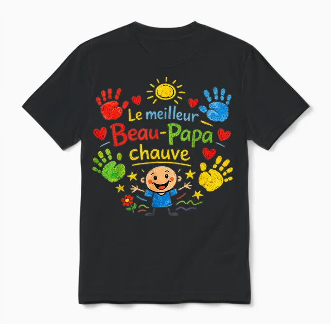 Gift Beautiful Bald Dad Funny Father's Day Christmas Unisex T-Shirt in Black