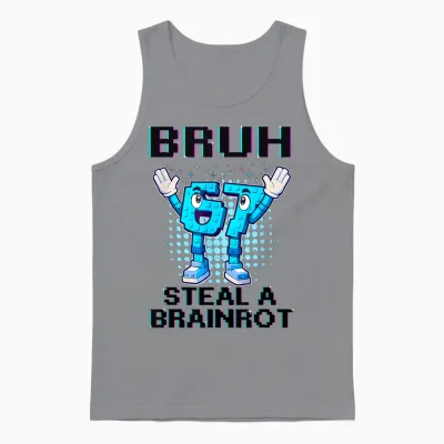67 Six Seven 6-7 Funny Steal Brainrot Kids Gaming Meme Unisex Tank Top - Sport Grey