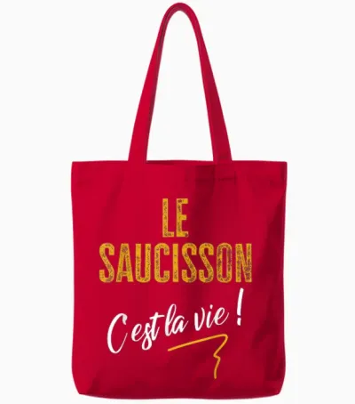 Saucisson C'est La Vie Humour Gift Man Woman Funny Idea T-Shirt, Black, S Tote Bags - Red