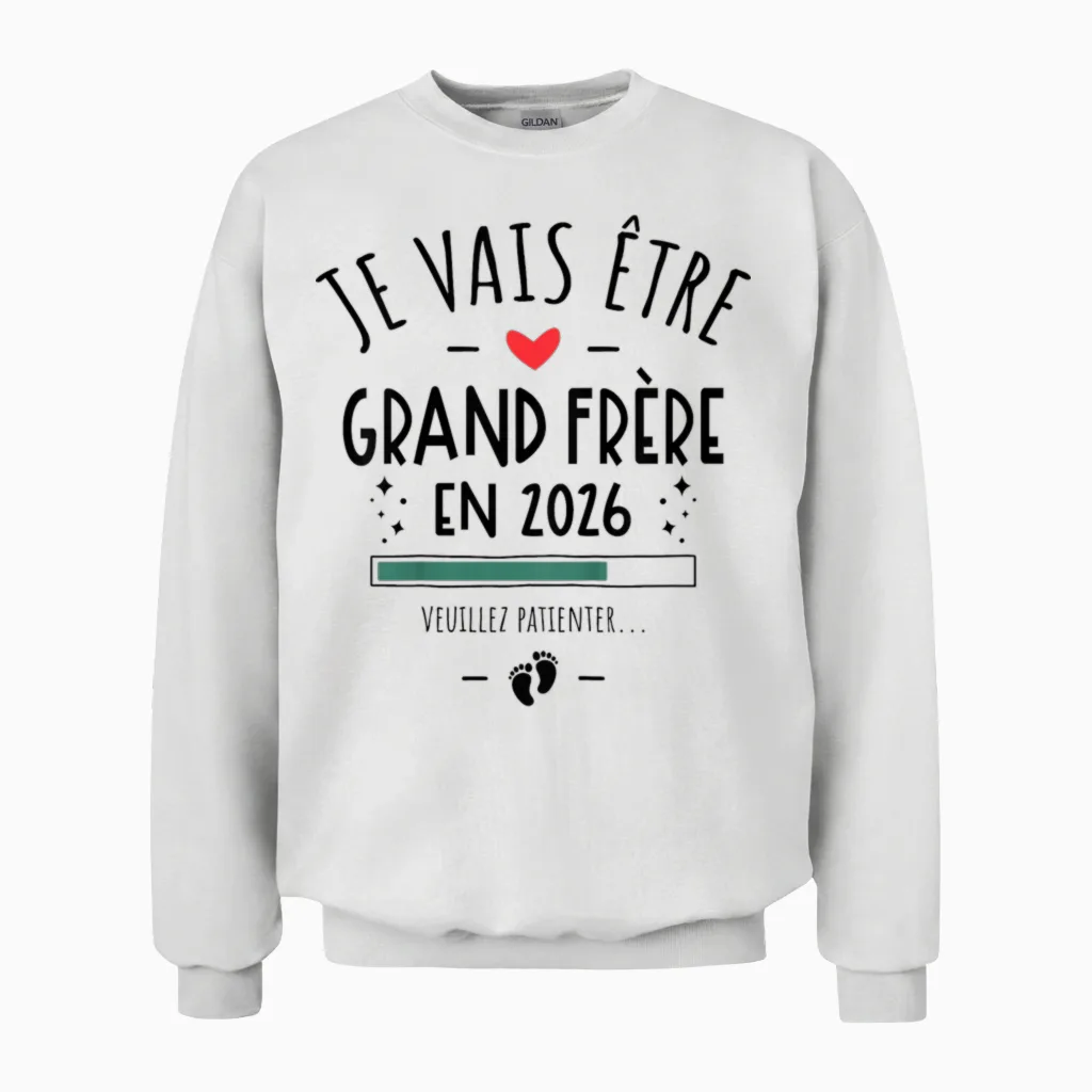 Enfant Je Va être Grand Frère 2026 - Announcement Pregnancy 2nd Unisex Sweatshirt in White