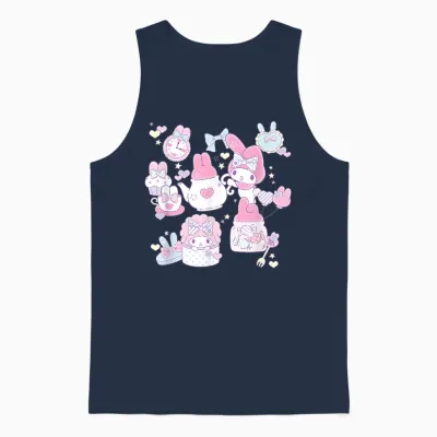 My Melody Tea Party with Friends Unisex Tank Top - Navy