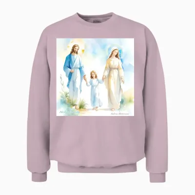 The Holy Family - Advent and Nativity Unisex Sweatshirt - Light Pink