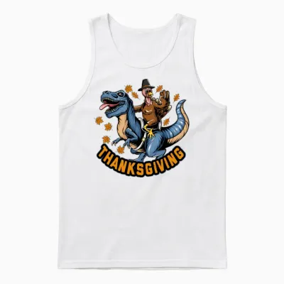 Funny Thanksgiving Holiday Funny Turkey Unisex Tank Top - White