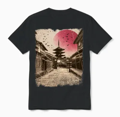 Japan Vintage Kyoto Japanese Art Unisex T-Shirt - Black