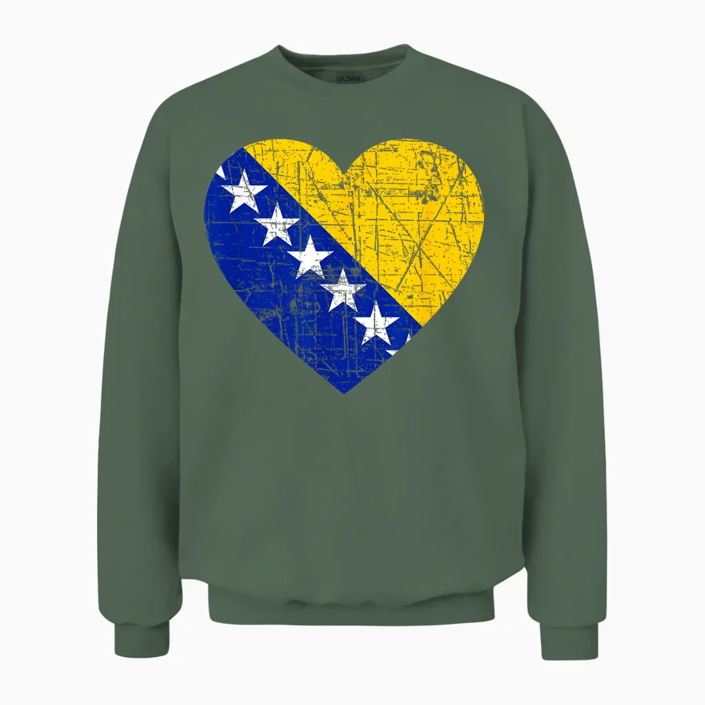 Bosnien Geschenk Flagge Bosnia Vintage Herzegowina Sarajevo Unisex Sweatshirt in Military Green