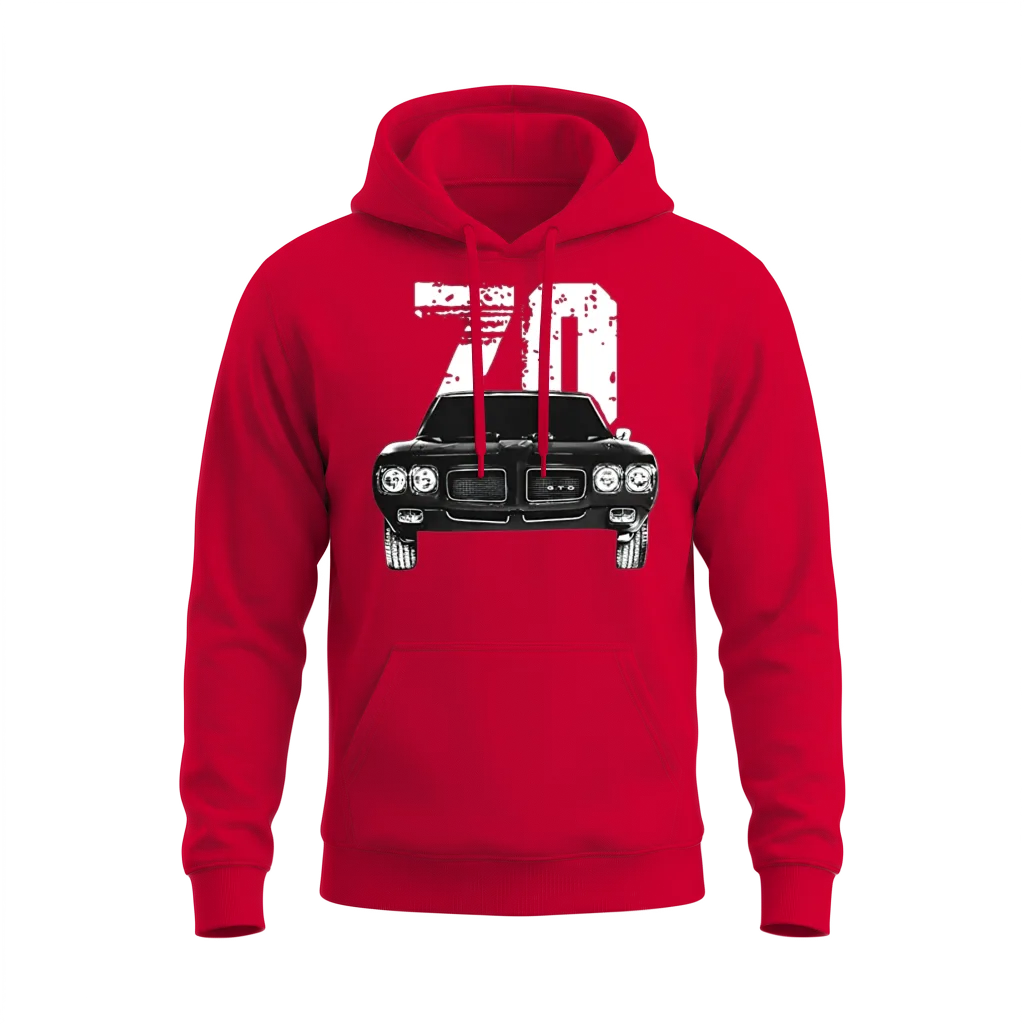 1970 Pontiac Gto Front Grill View with Year Unisex Hoodie - Red