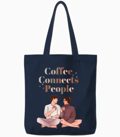 Coffee Connects People on Valentines Day Tote Bags - Navy